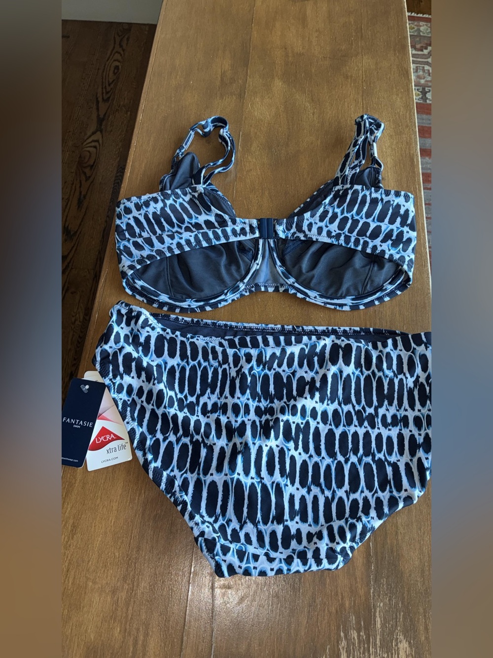 Fantasie Navy and Light Blue Patterned Underwire Bikini Set - Picture 2 of 3